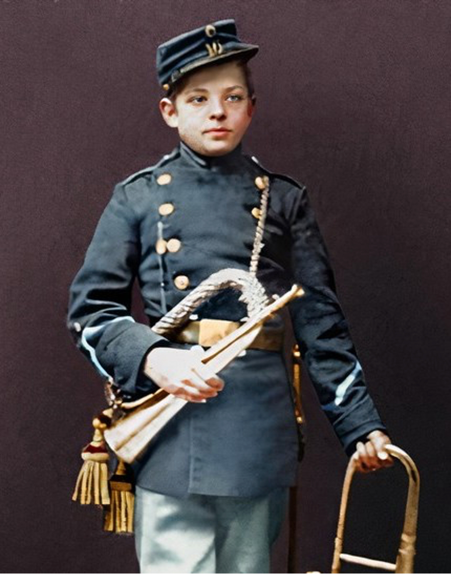 Carl Nielsen with bugle and alto (valve) trombone